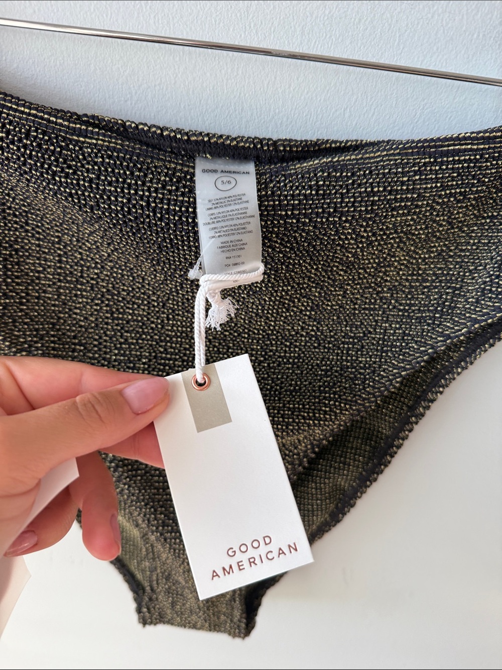 Good American Always Fits Good Waist Black and Gold Bikini Swim Bottoms NWT - Picture 5 of 9